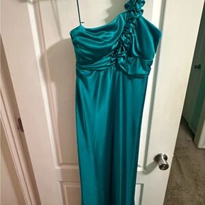 Elegant Teal One Shoulder Dress